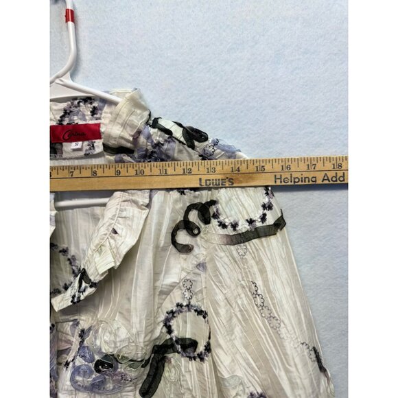 Vintage Carina Ruffle Blouse Abstract Floral Long Sleeve Size Small - Picture 4 of 9